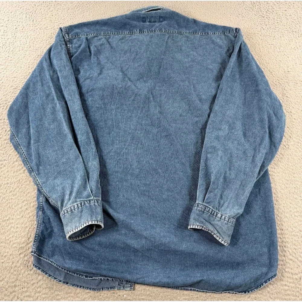 VTG Banana Republic Shirt Mens Large Blue Denim Corduroy Chambray Western